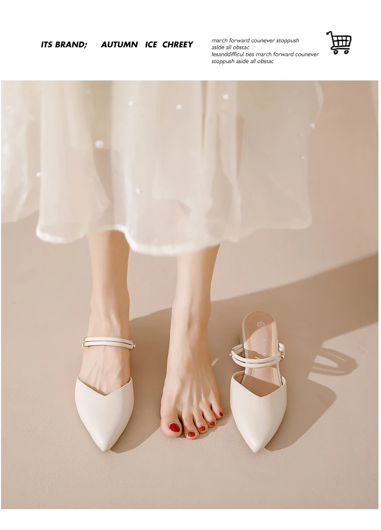 小码3233包头凉鞋半拖女夏季时尚百搭中粗跟高跟外穿大码4142单鞋