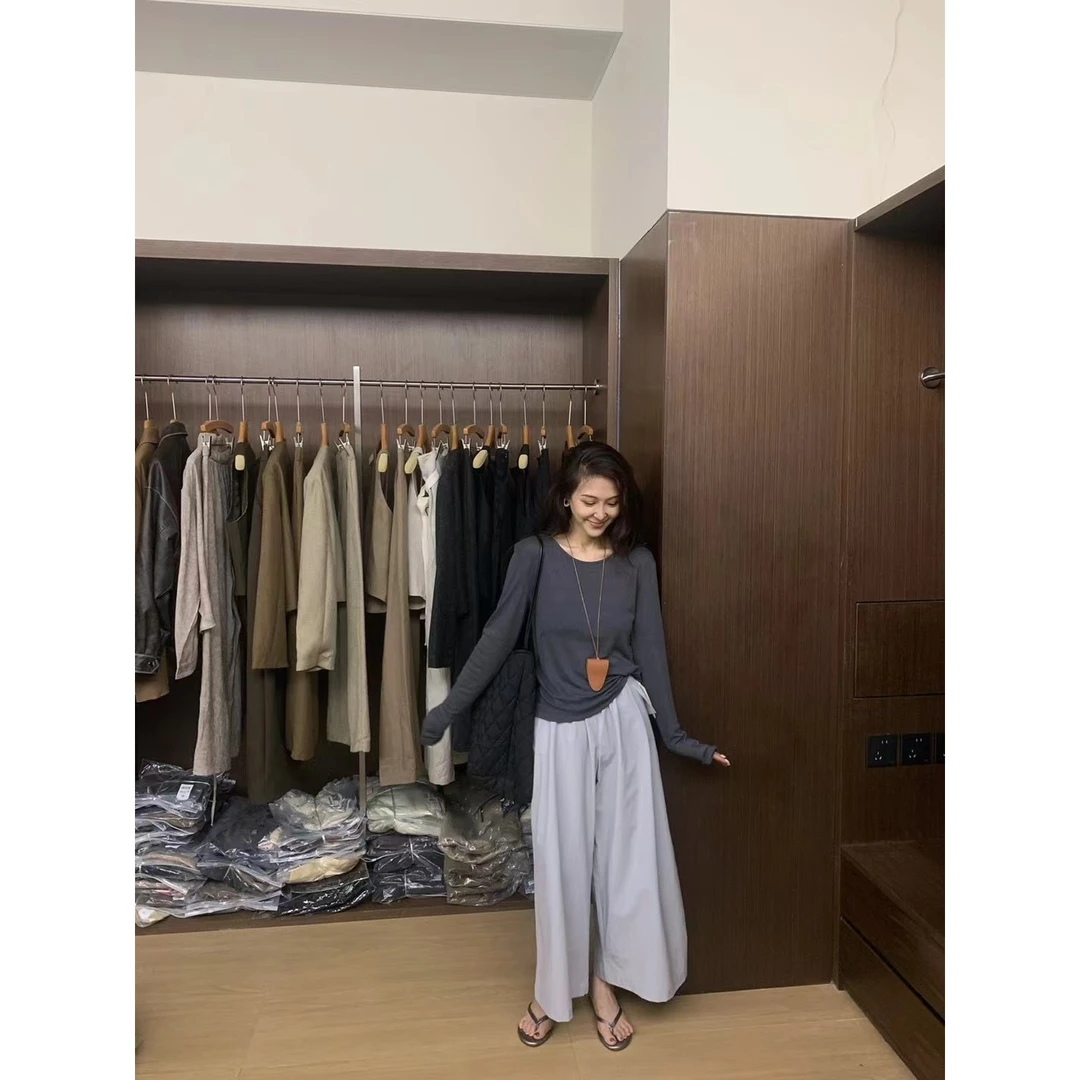 J-90210#“没有人可以拒绝的打底”净版基础纯色长袖打底上衣