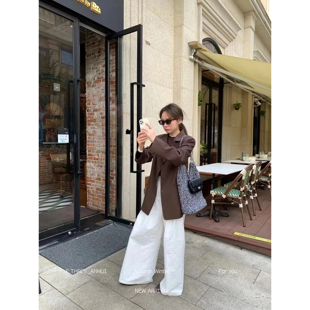 J-19617#三姐妹#韩版休闲通勤百搭气质单排扣西装外套(福利)