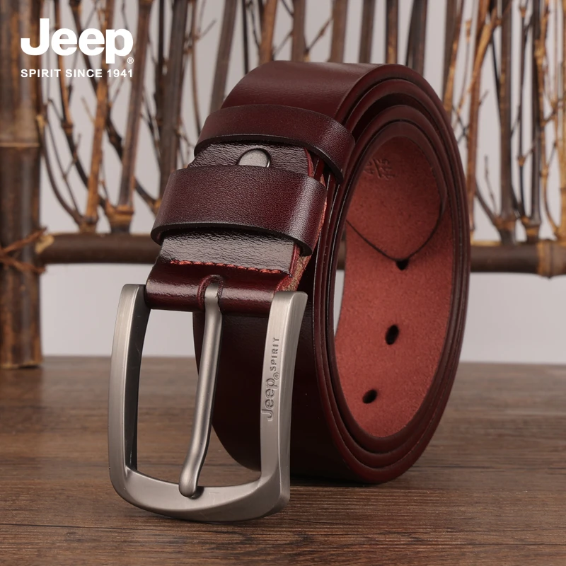 JEEP正品新款针扣腰带真皮裤带牛皮手工皮带男复古时尚中青年休闲