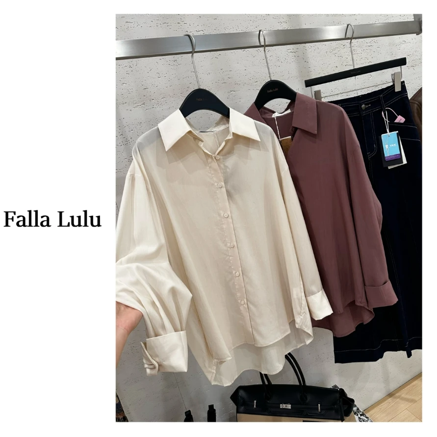 @英子家  版型显背薄 韩系简约翻领衬衫宽松显瘦衬衣  C1245