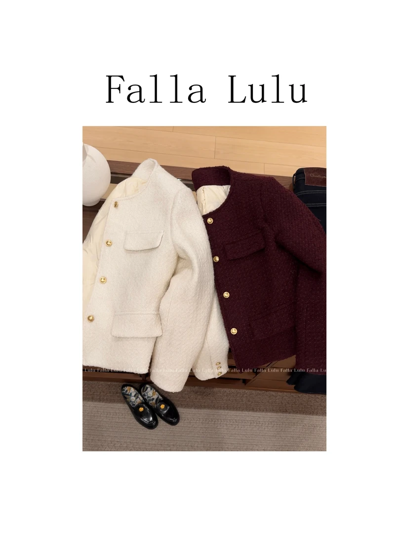 @英子家   加厚保暖小香编织粗花呢小金扣外套 Y4698