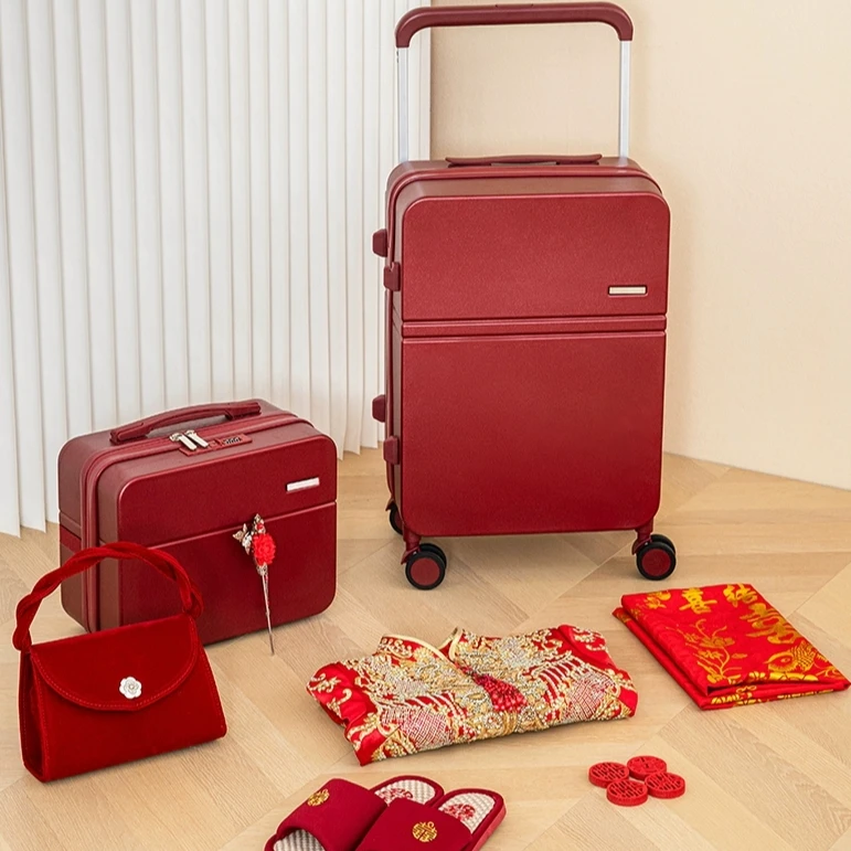 letoo结婚箱行李箱陪嫁箱子母箱婚嫁箱拉杆箱婚礼彩礼箱红色箱子