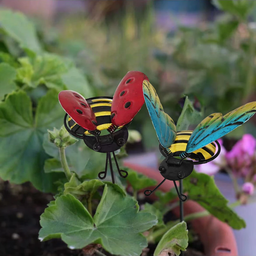 庭院装饰小蜜蜂花插盆栽插枝金属装饰