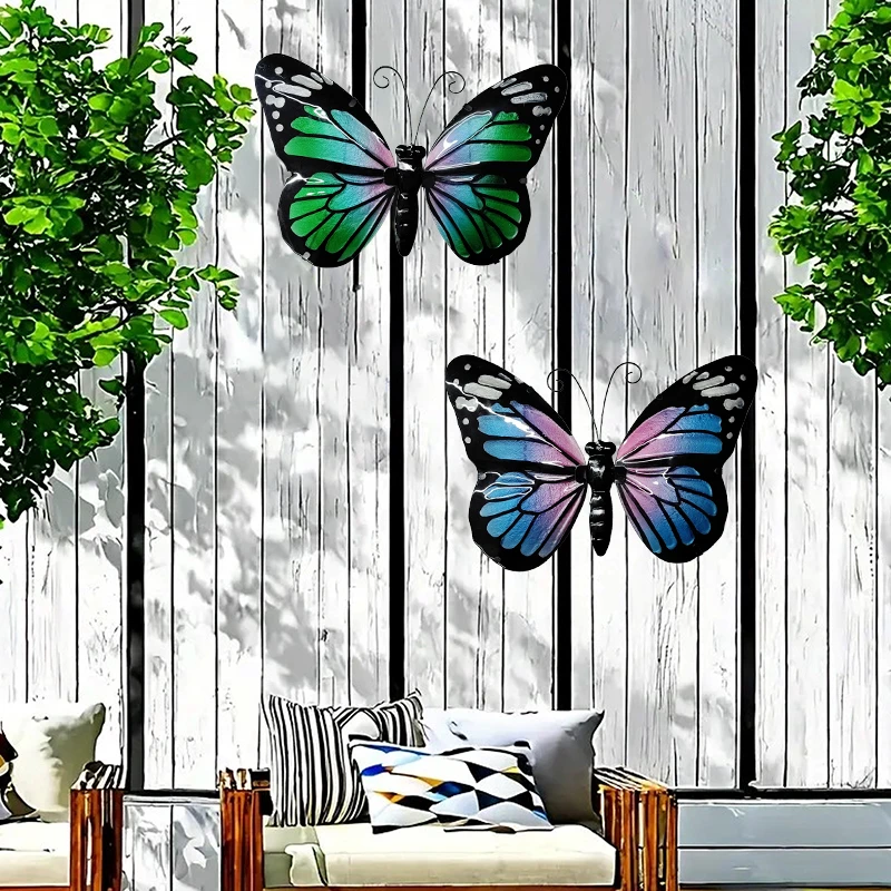 新款大号套二玻璃蝴蝶墙饰庭院壁挂户外挂件