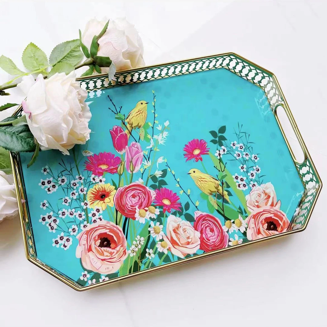 MG202255玻璃金属盘子果盘家居用品