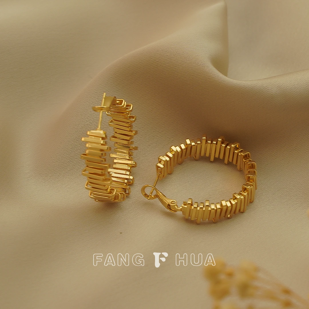 铜合金耳饰 【芳华】夏季新款波浪百搭耳圈质感个性简约ins小众