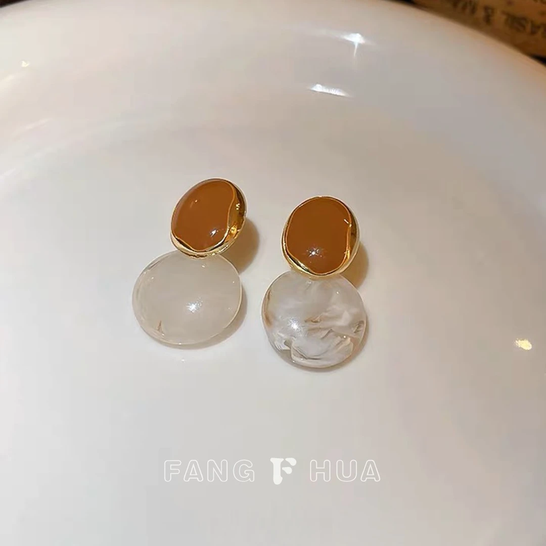 铜合金耳饰 【芳华】早春新款温柔风莫兰迪撞色耳饰E0033