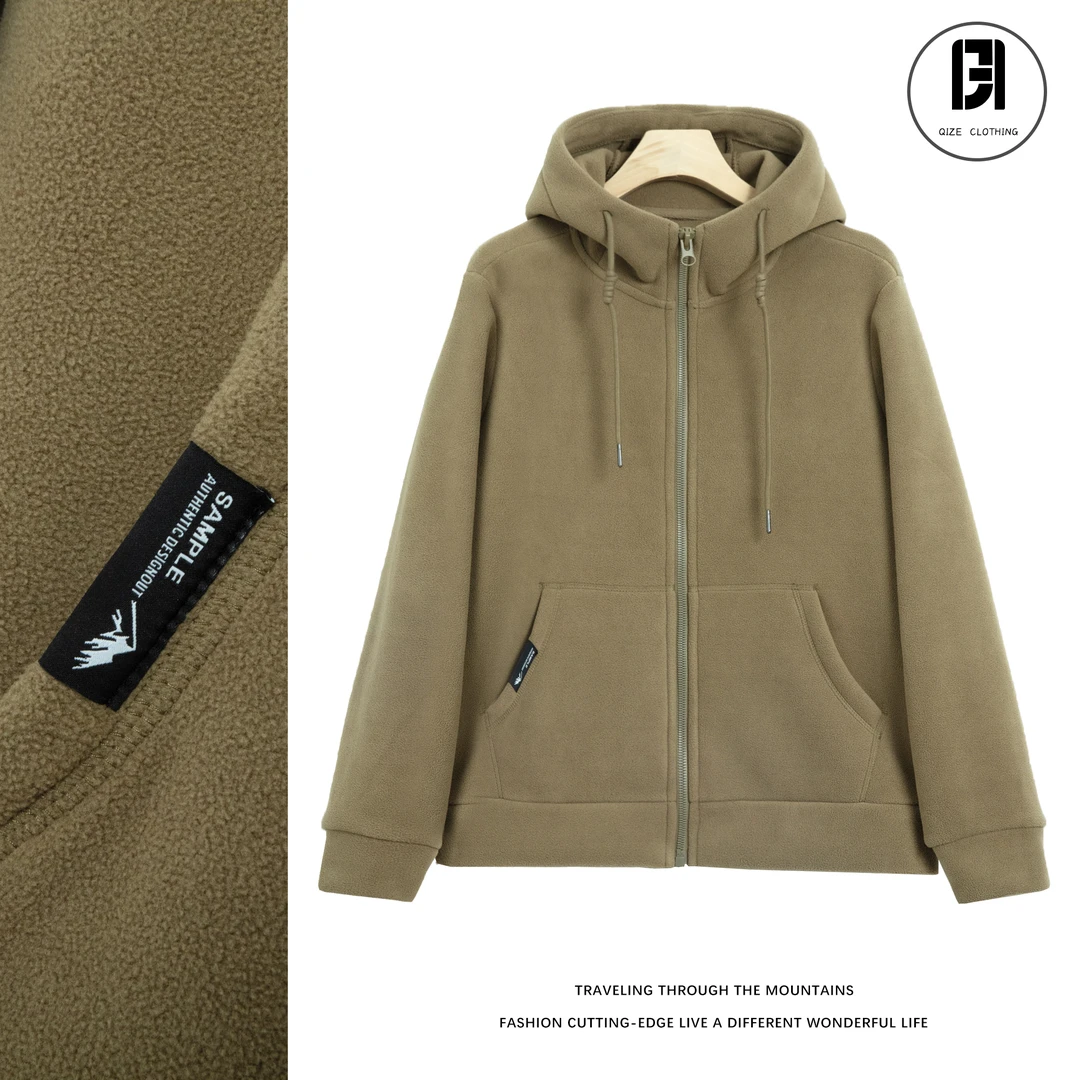 早秋新款美式潮牌重磅舒适摇粒绒男女同款百搭连帽外套