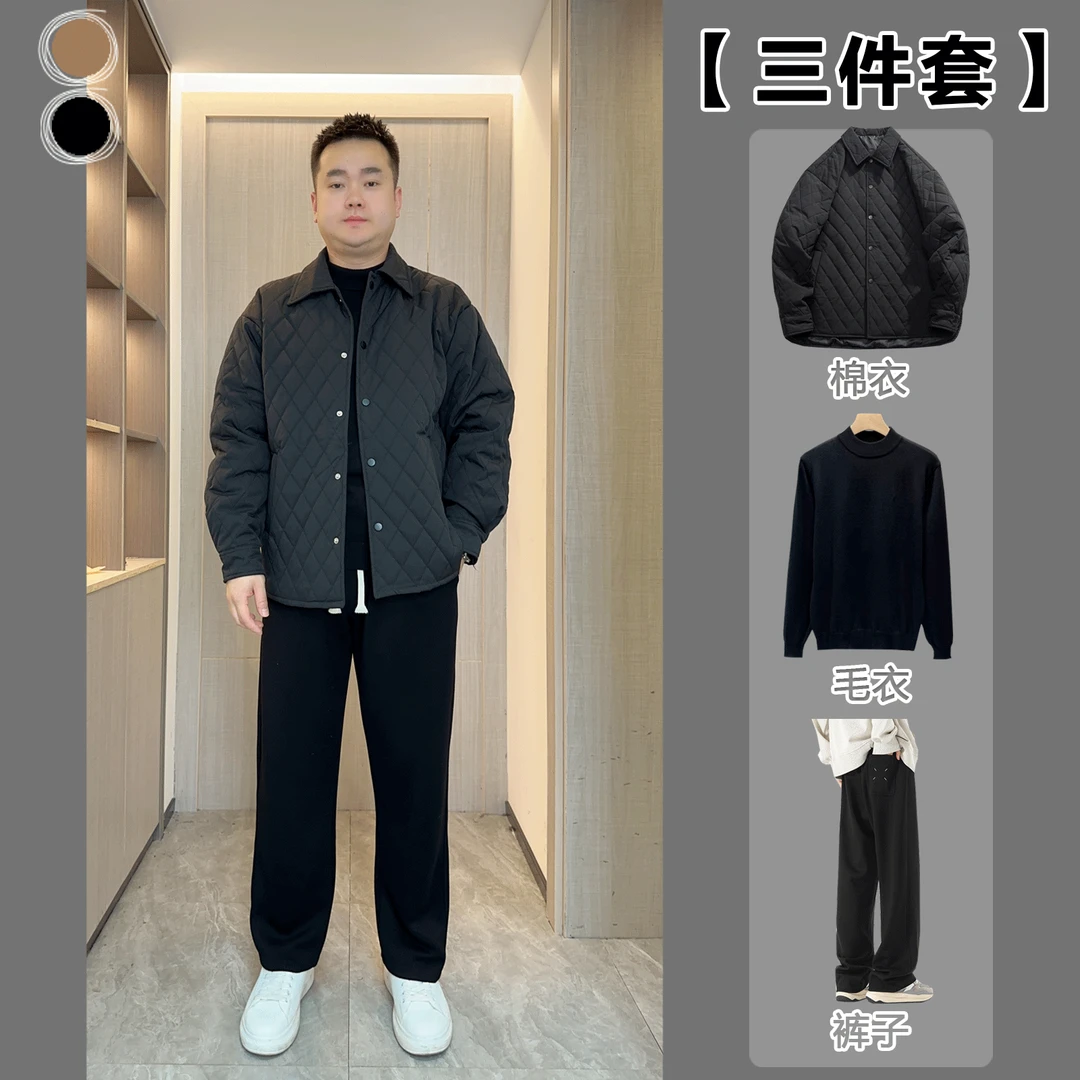 （三件套）冬季男士棉衣韩版薄款棉服外套显瘦大码冬装上衣潮流