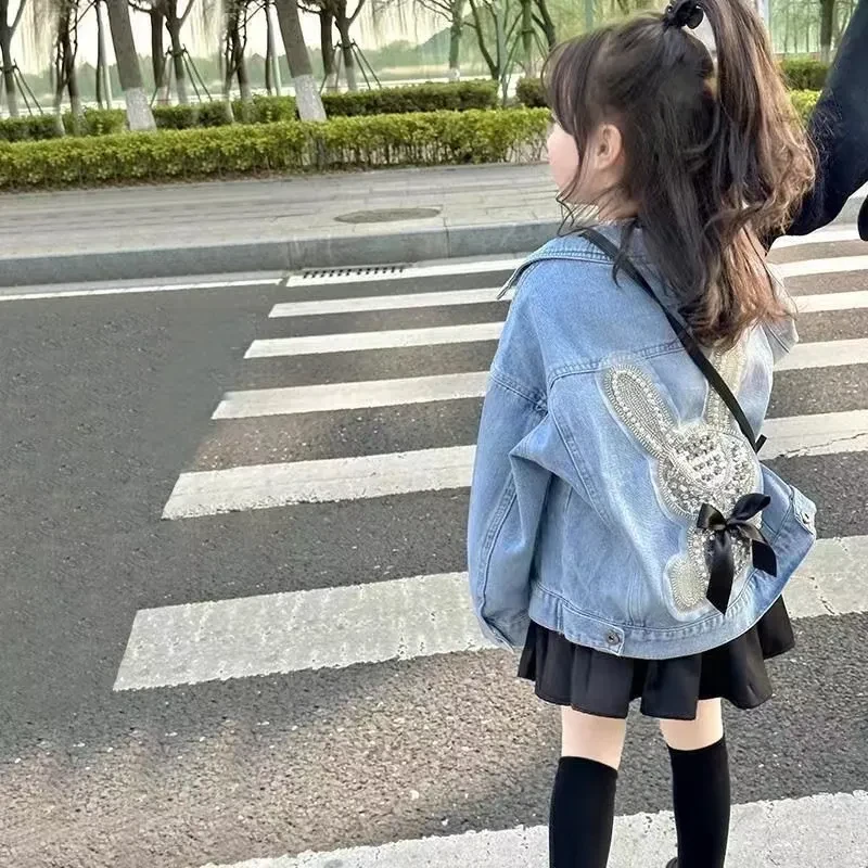 女童牛仔外套春秋款2024中大童韩版时尚洋气外穿百搭儿童网红上衣