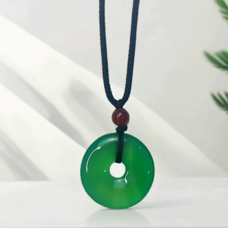 天然极光绿玛瑙平安扣时尚百搭