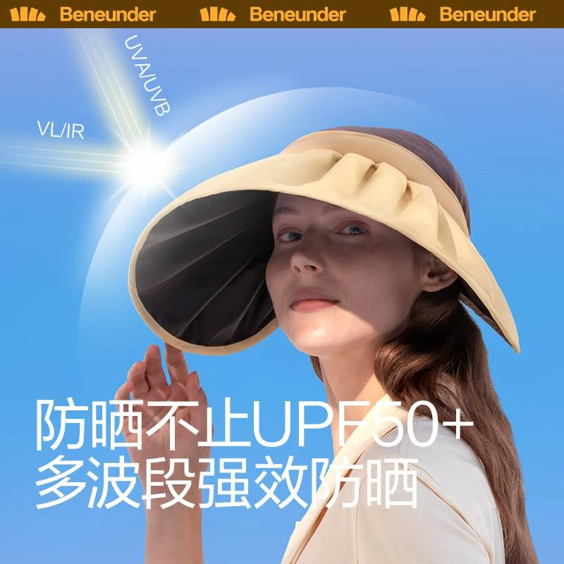 【杨幂推荐】蕉下贝壳空顶大帽檐防晒帽防紫外线黑胶百搭遮阳帽QZ