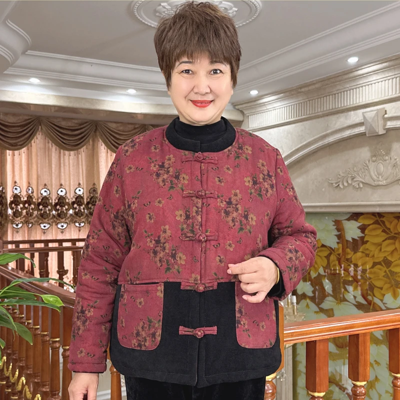 英姐大码妈妈装2024冬保暖休闲外套中老年女装加肥加大外套1992