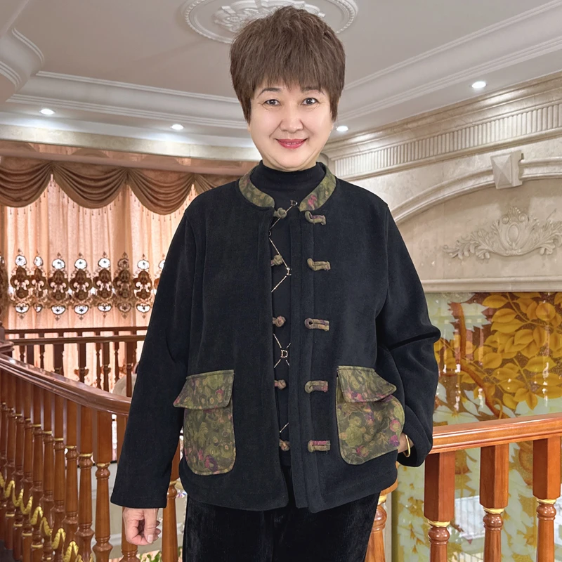 英姐大码妈妈装冬季新款保暖外套中老年女装加肥加大外套1988