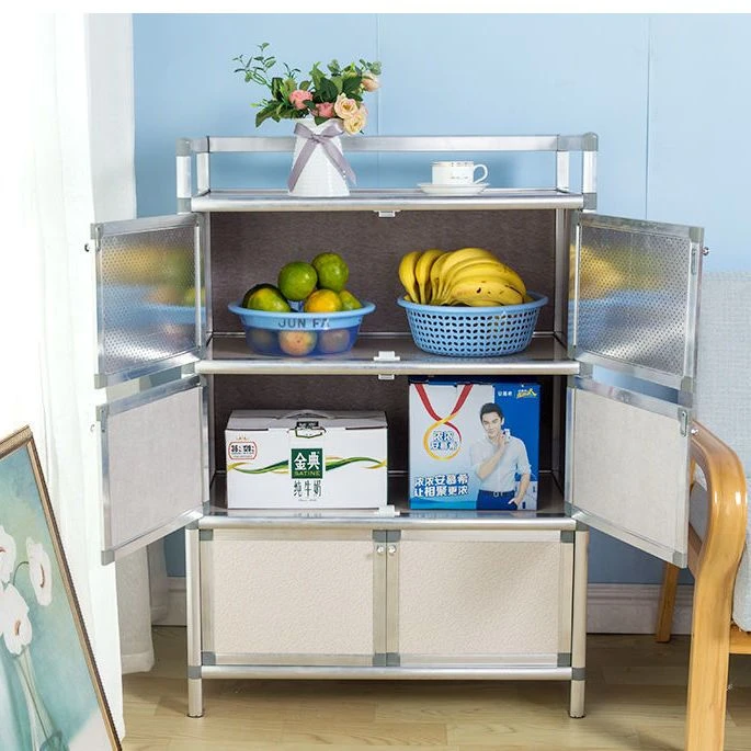 收纳柜碗柜厨房柜子橱柜储物柜鞋柜碗柜简易铝合金柜餐边柜多功能