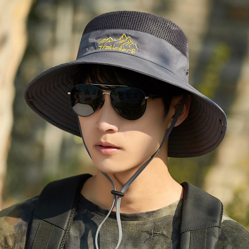 帽子男夏季防晒帽防紫外线男士钓鱼帽子户外登山帽休闲透气太阳帽