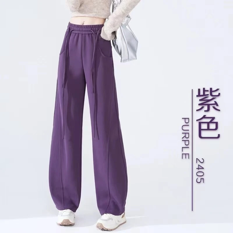 窄版香蕉运动裤女秋冬季年新款美式直筒裤宽松休闲阔腿卫裤子