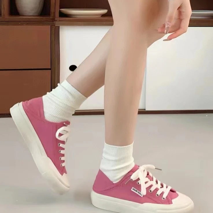 【五五定制】2024新款—时尚百搭厚底半拖帆布休闲板鞋