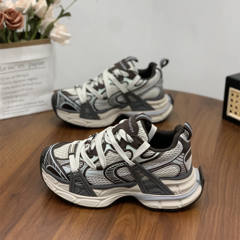 厚底复古系带休闲运动女鞋2024年秋季新款显脚小网红设计感老爹鞋