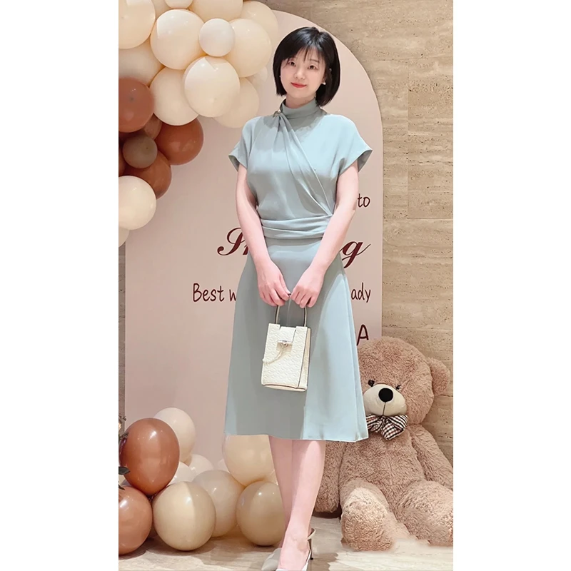 原单非市面货！GD重磅湖滨绿真丝连衣裙 B63