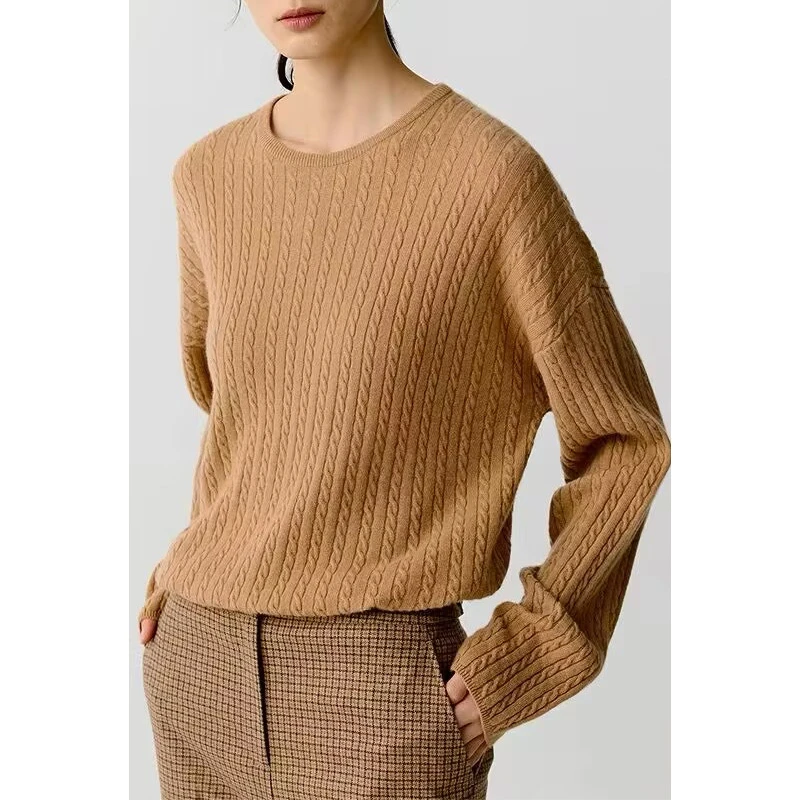 原单非市面货！100山羊绒baby原纱经典绞花套头15405