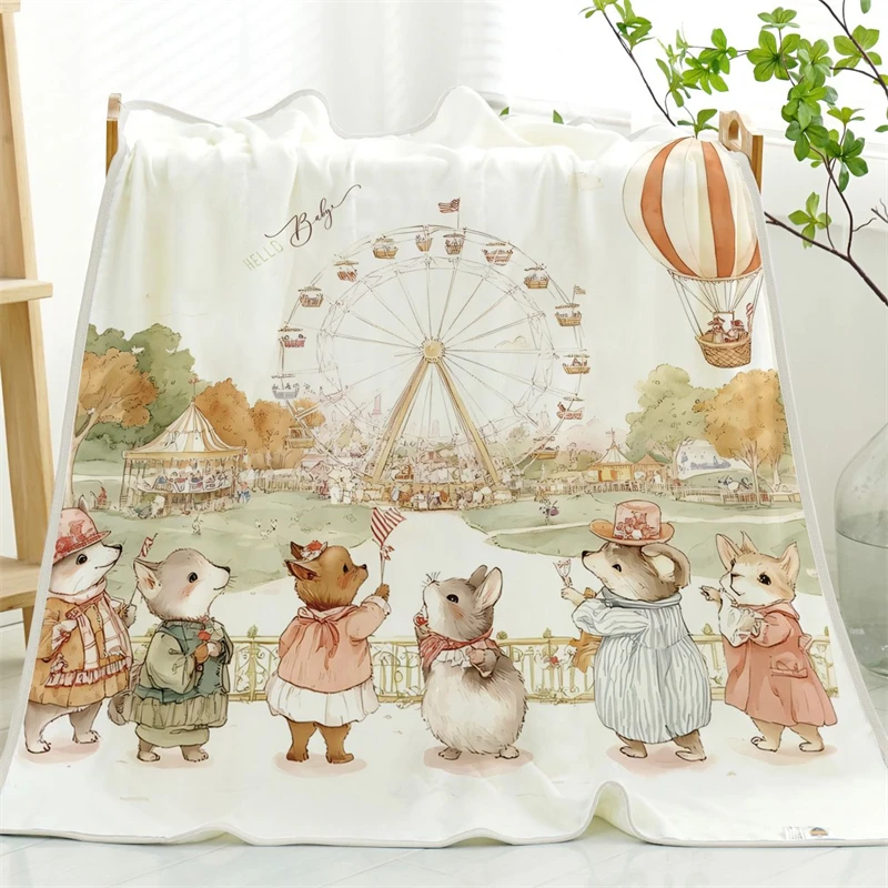 贝瑞拉八层加厚纯棉纱布被新生儿盖毯宝宝软被子多功能毯长绒全棉