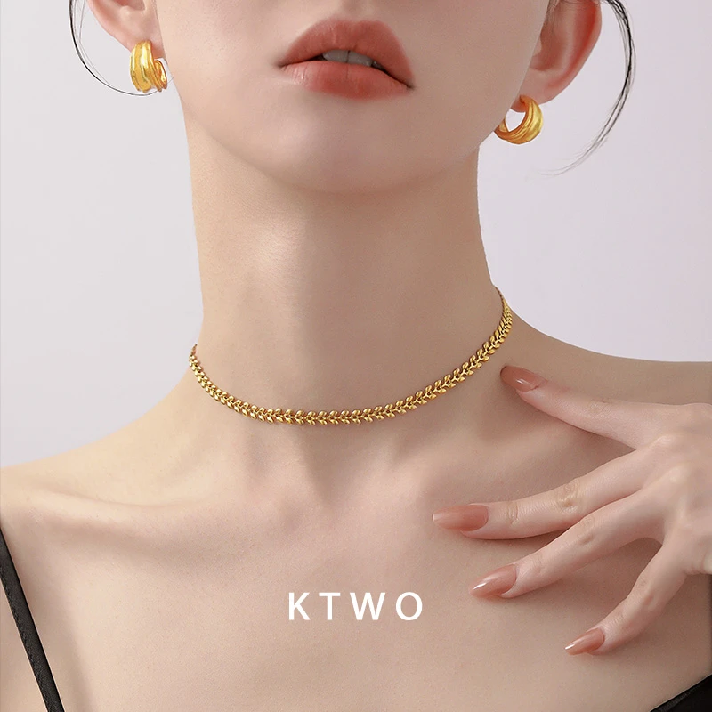 ktwo 钛钢项链 麦穗樱桃颈链短链夏日时尚女小众2023年新款百搭