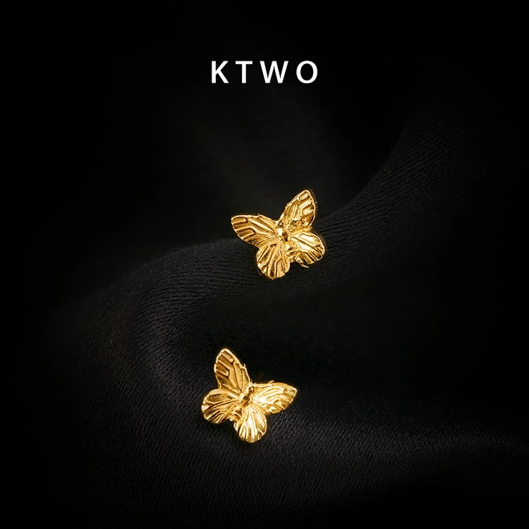 ktwo 钛钢耳饰 蝴蝶小巧耳钉女轻奢小众法式设计高级感2023年爆款