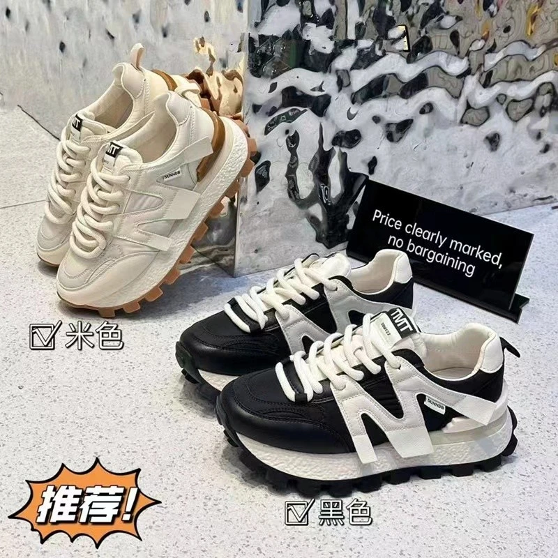 阿甘鞋女ins增高百搭华夫鞋2023新款春秋舒适松糕底时尚休闲厚底