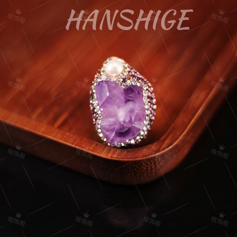 铜合金戒指 【G705】复古紫色珠珠戒指