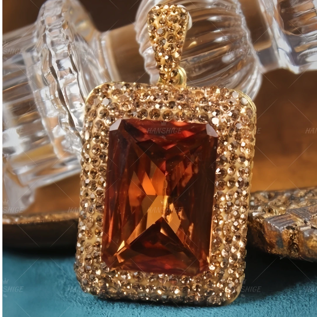 铜合金吊坠  【E503】 美拉德变色石方形吊坠