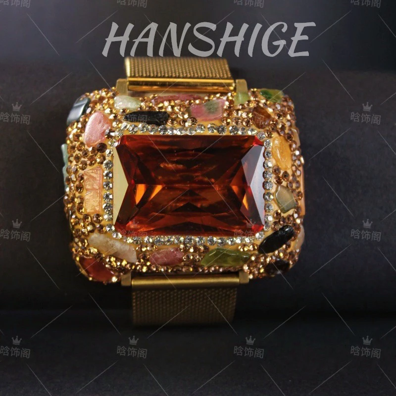 铜合金手镯 【D407】欧美变色石手表手镯