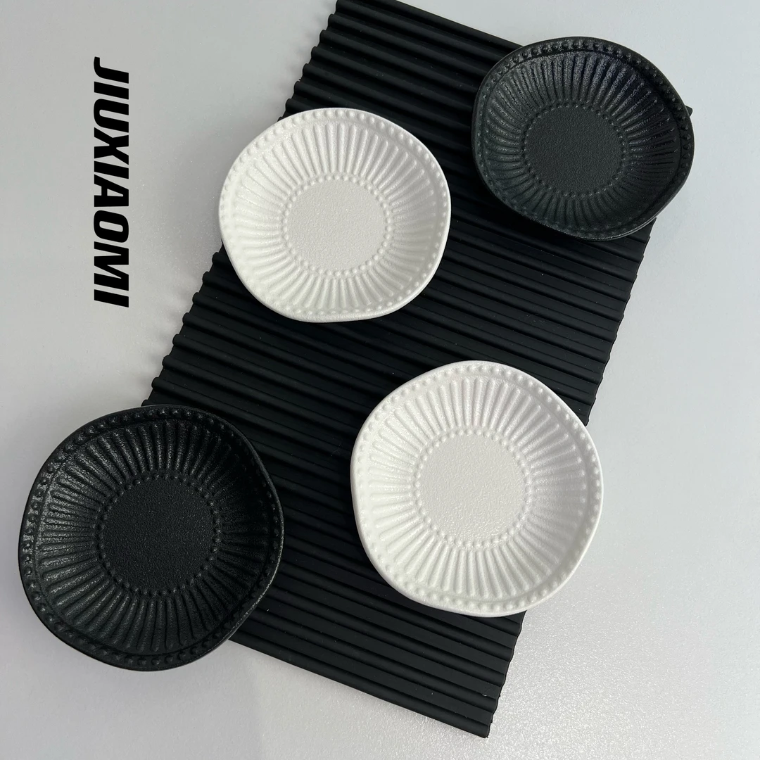 欧式小碟子餐具复古家用创意简约陶瓷磨砂小吃碟调味碟商用蘸料碟