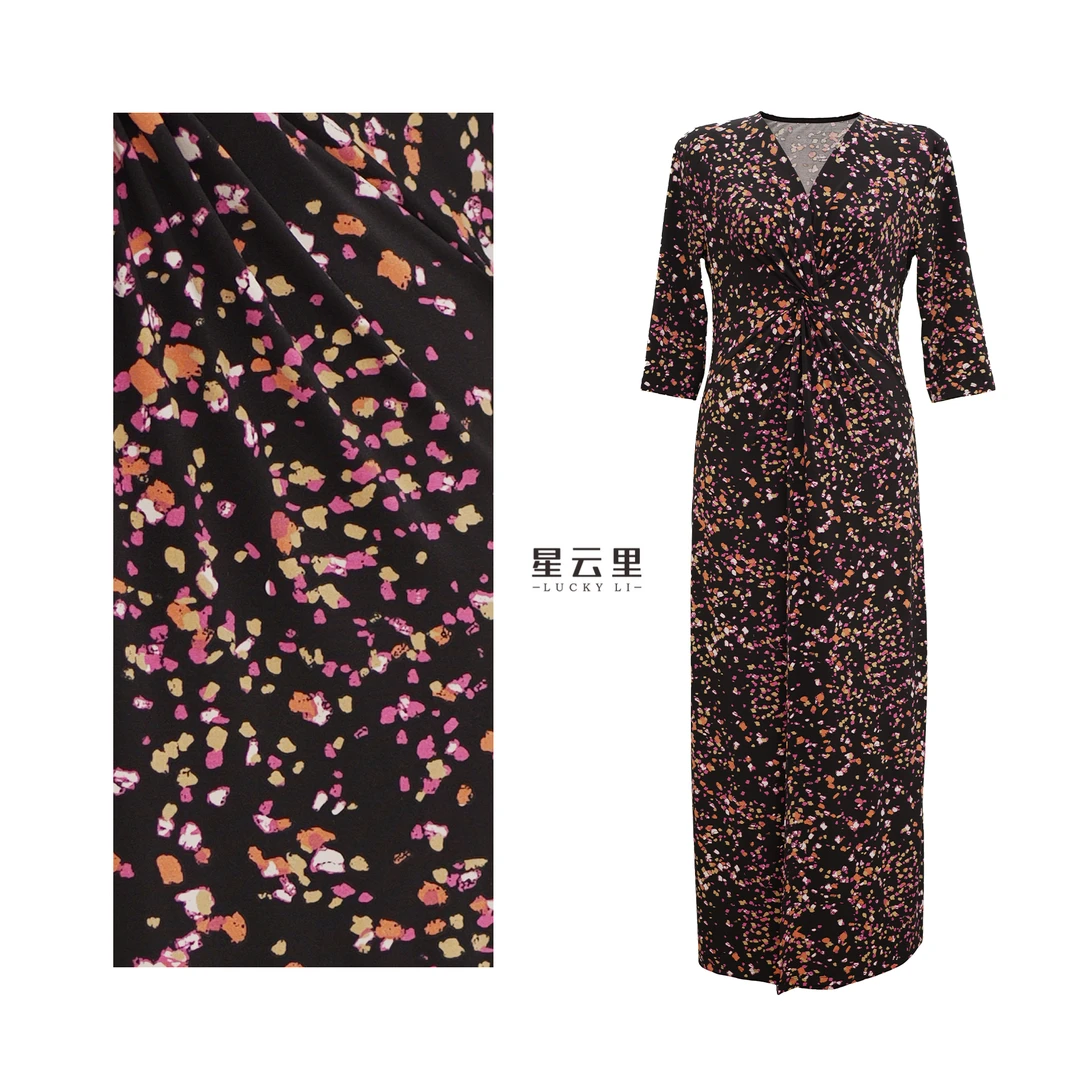 星云里微胖服饰｜花海｜24C微胖法式礼服显瘦印花大码女装连衣裙