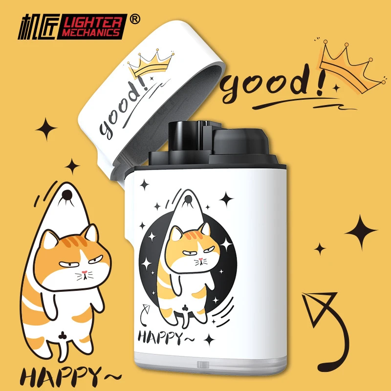 搞怪新款防风打火机可充气翻盖蓝色火焰超耐用创意网红个性可爱