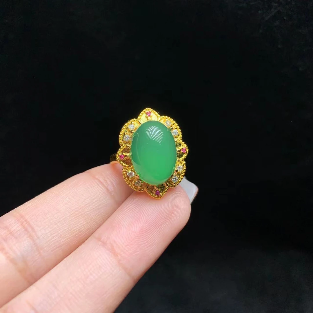 28 JYX186 澳玉蛋面戒指【尺寸14*10*5mm】