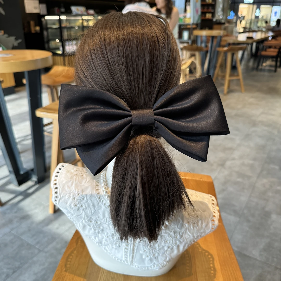 超大号黑色蝴蝶结发夹女立体高级感后脑勺弹簧夹发卡夹子头饰发饰