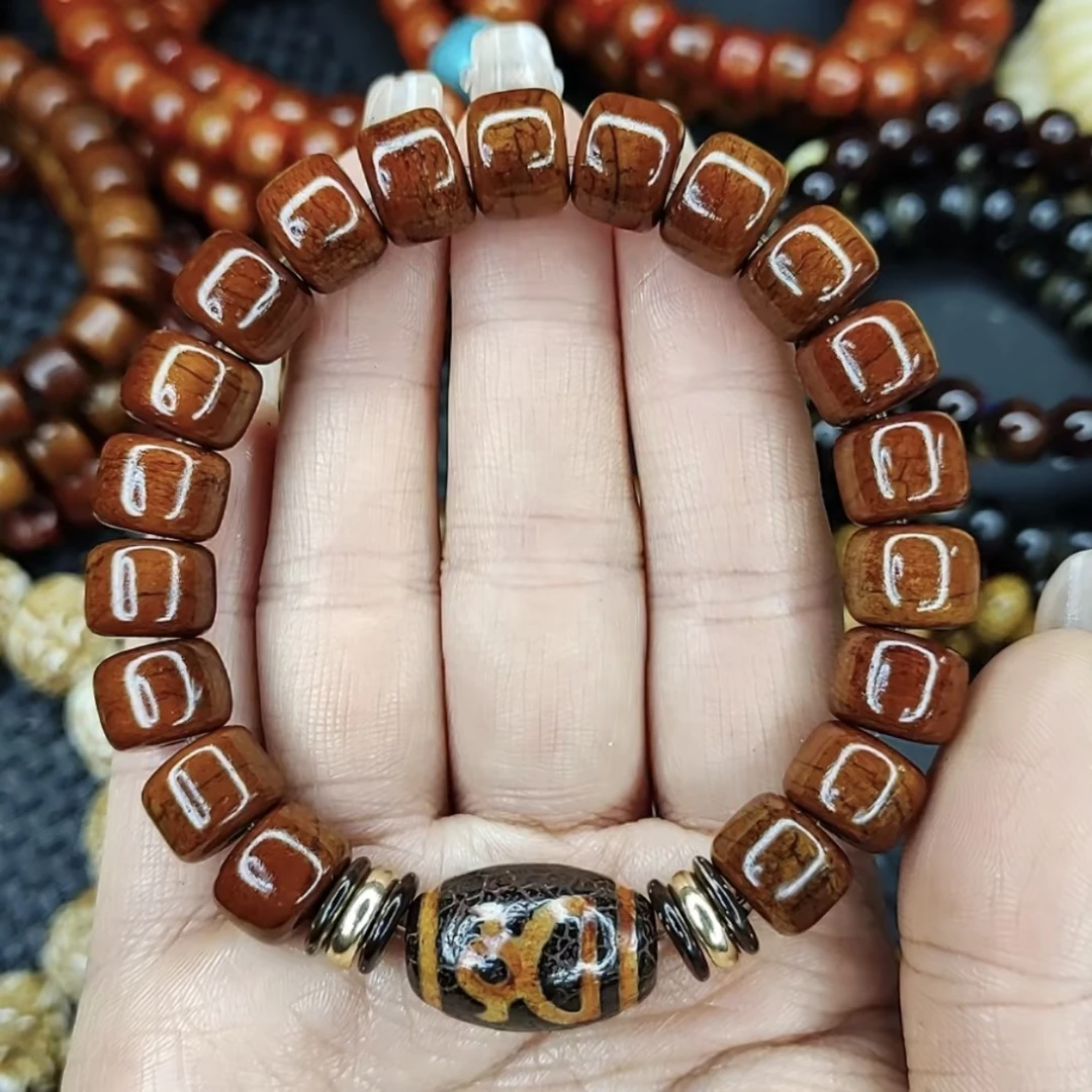 ［非金属］D款西藏式正品牦牛骨油润款手串12mm——14mm