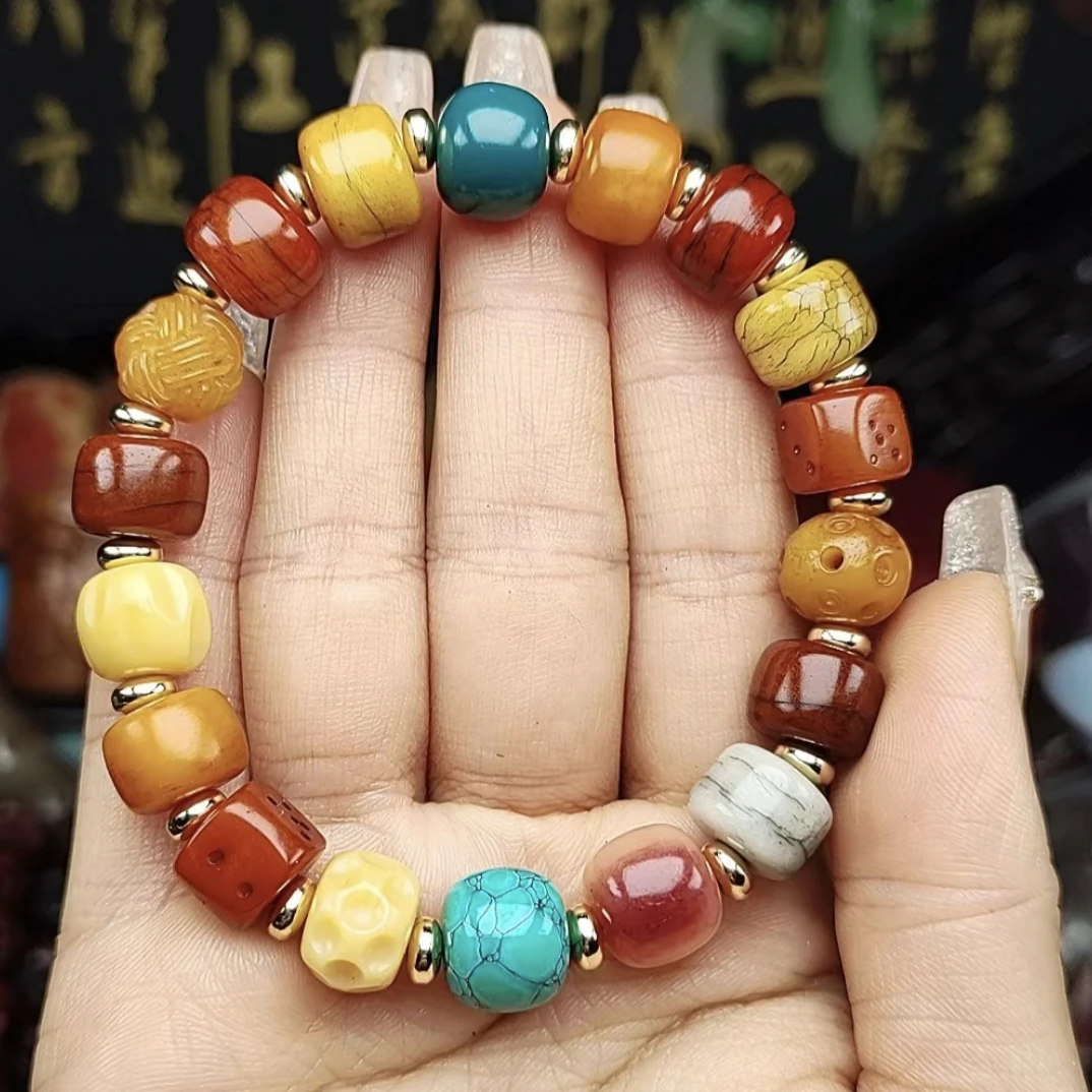 藏传牛骨驼骨多宝手串12mm男女同款正宗西藏牦牛骨手串