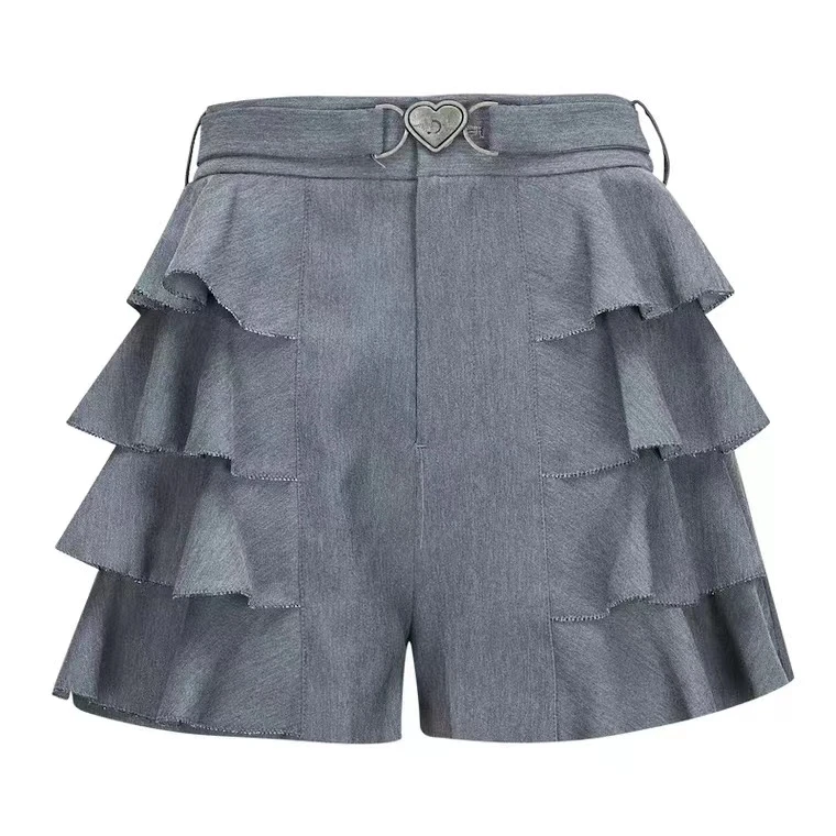 D-HARRY/迪哈利2022灰色短裤高腰设计波浪裤身设计DH221L93809D
