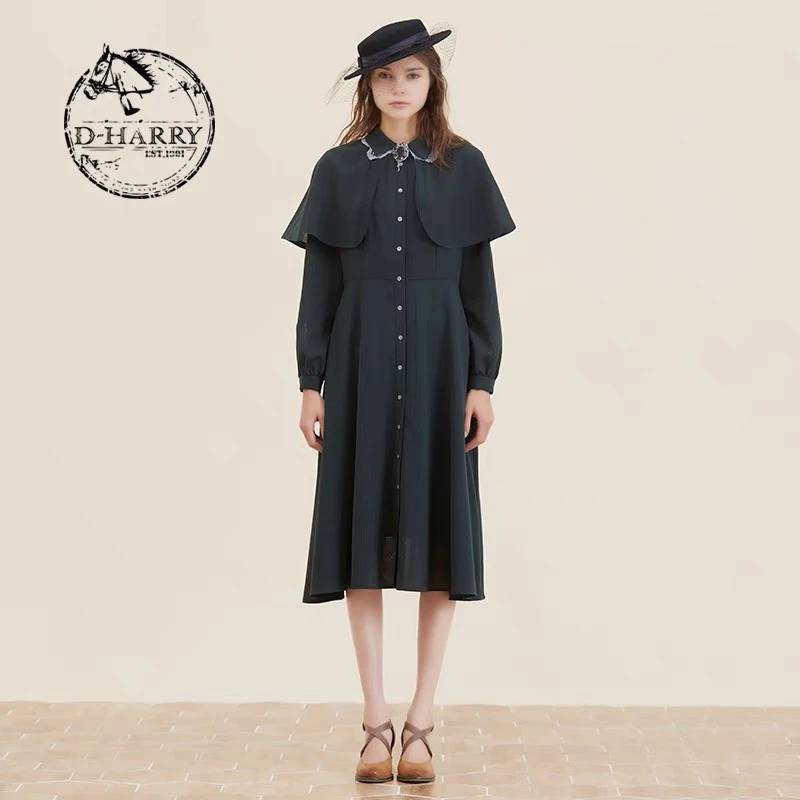 【买三免一】D-HARRY/迪哈利英伦拆卸斗瘦腰遮肉连衣裙DH213J93011D