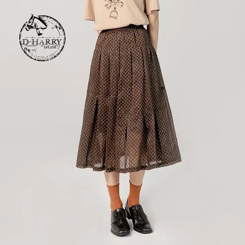 D-HARRY/迪哈利2023春季新款复古通勤花版女半身长裙DH231M95972D