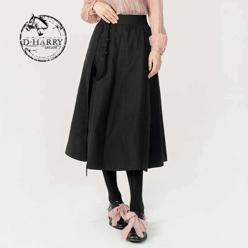 D-HARRY/迪哈利2023年春款女黑色显瘦百搭背带裙薄款DH231M95936D