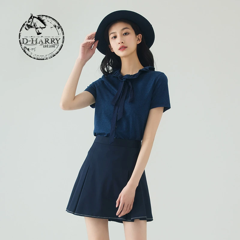 D-HARRY/迪哈利显瘦夏气质复古花朵边领时尚衬衫上衣DH232R96197D