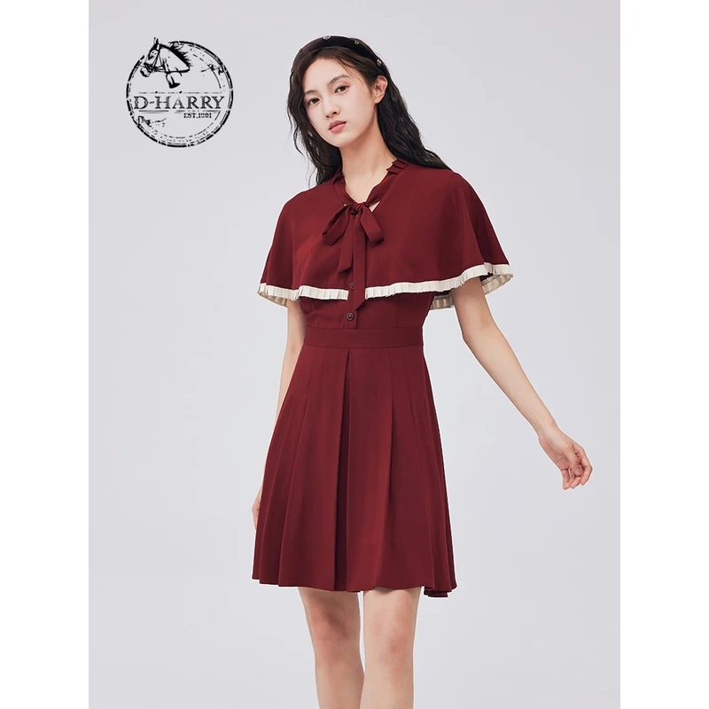 D-HARRY/迪哈利2023气质复古法式小众斗篷连衣裙DH233J96356D