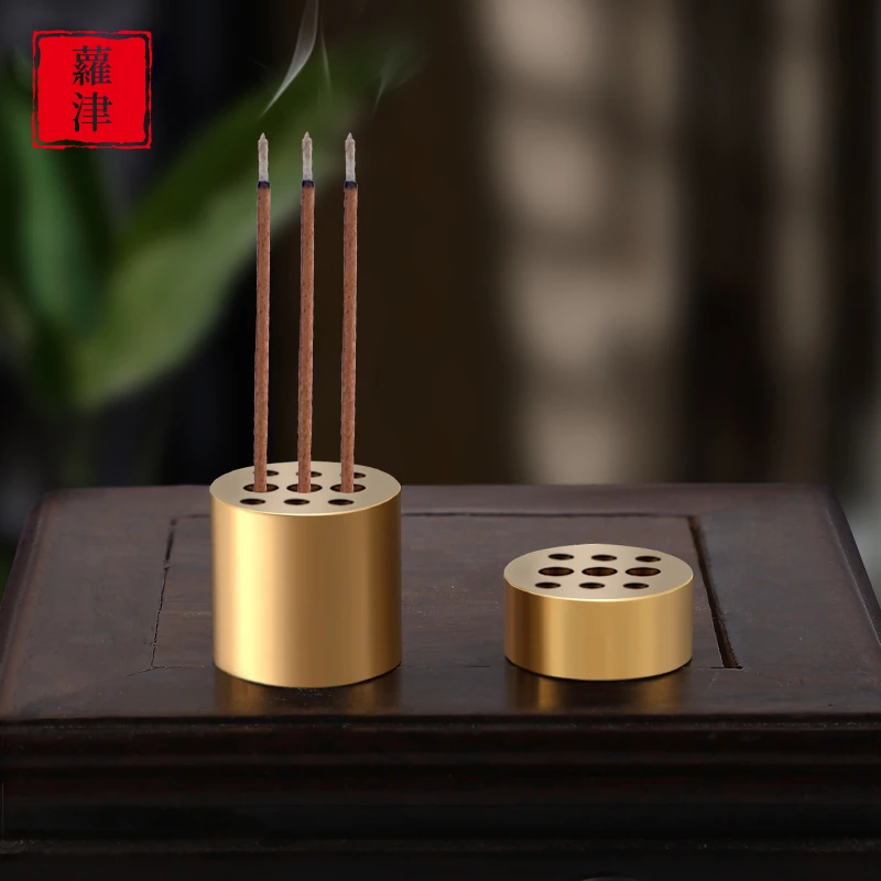 纯铜香插香座线香香插盘香支架葫芦香插香盘香托底座九孔家用禅意