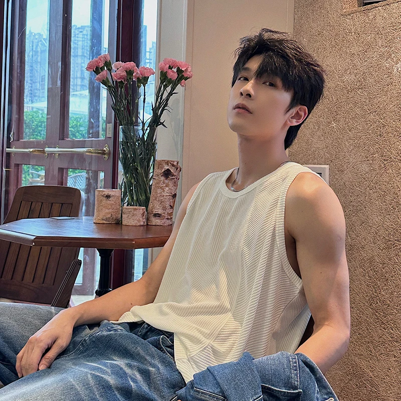 一轩轩轩【归云怀素】夏季休闲男款宽松纯色健身坎肩无袖背心18630