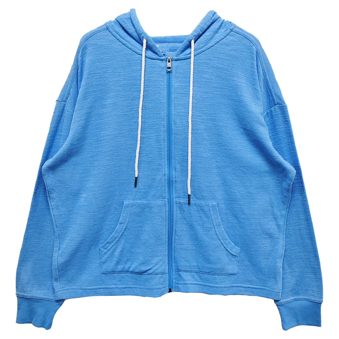 4582#蓝色连帽长袖卫衣