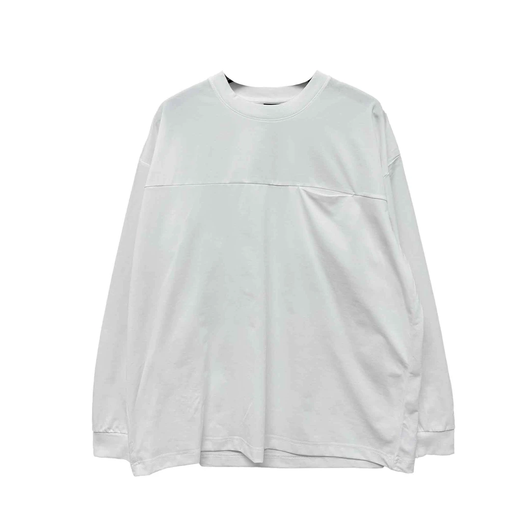 1463#白色长袖上衣时尚休闲百搭纯色圆领打底上衣